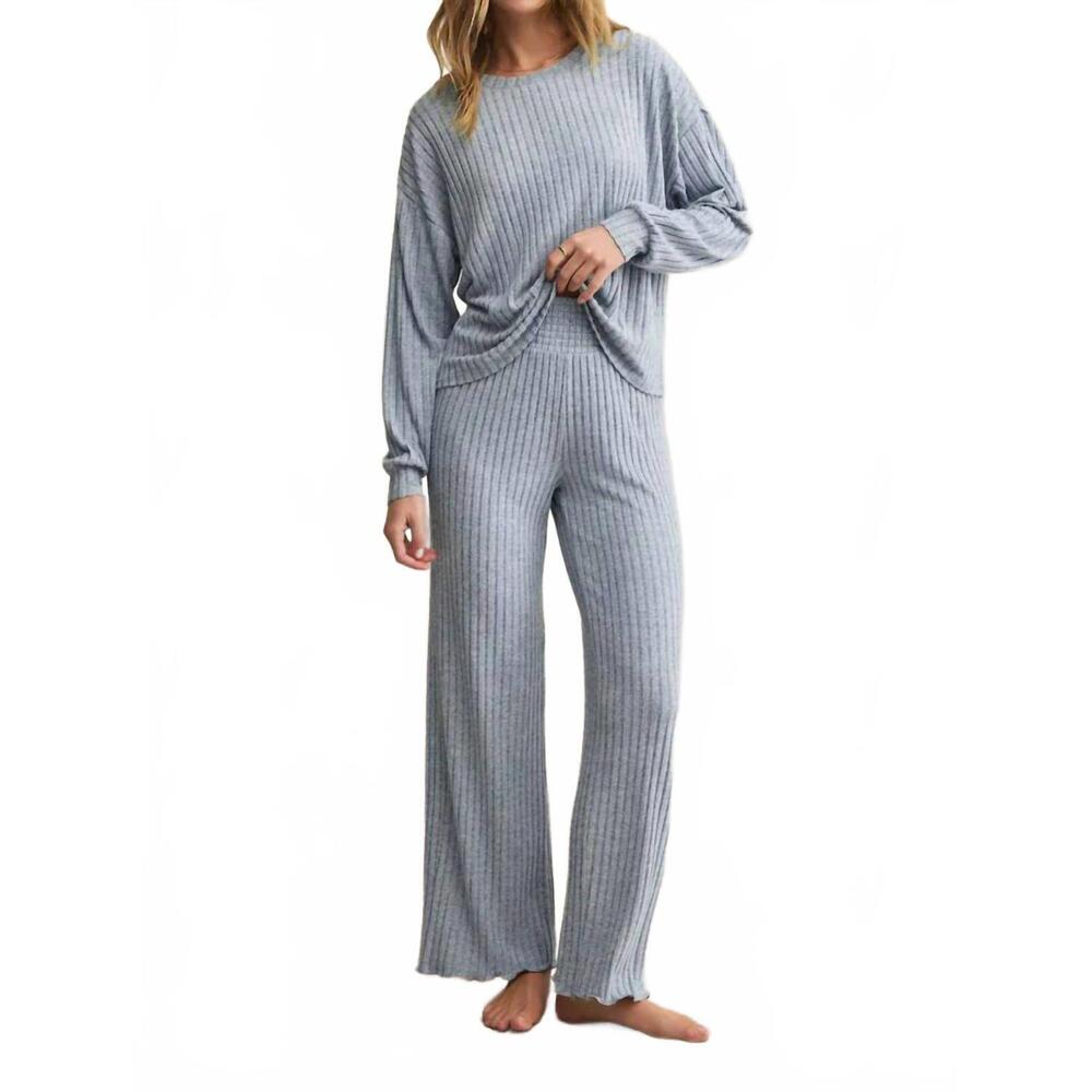 NEW Z SUPPLY daydream rib long sleeve top in light denim - Picture 5 of 5